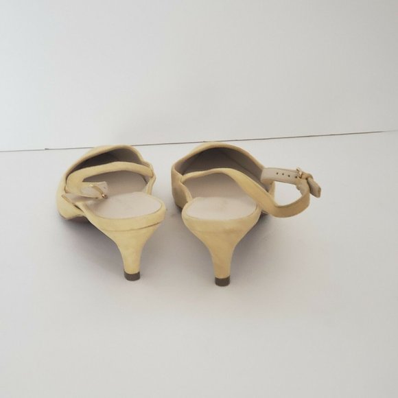 Cole Haan Women's Size 9B Sling Back Heels Pointed Toe Yellow Suede Leather NEW - Picture 6 of 9